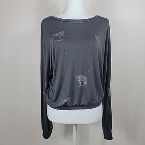 Honeydew Shirt Women S Black Wolves Heart Long Sleeve Lightweight Stretch Gothic